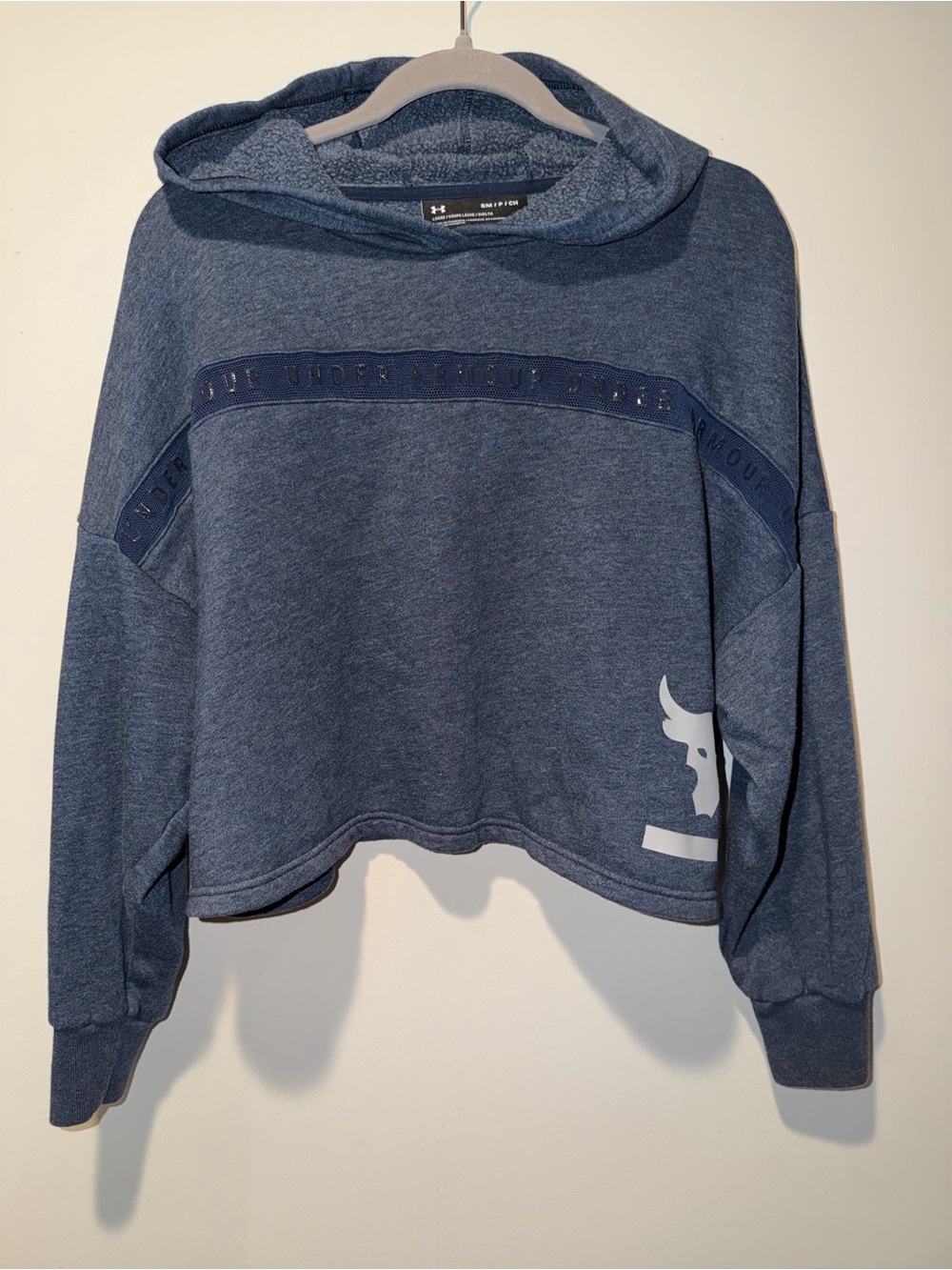Under Armour Women's Navy Heather Hooded Crop Sweatshirt